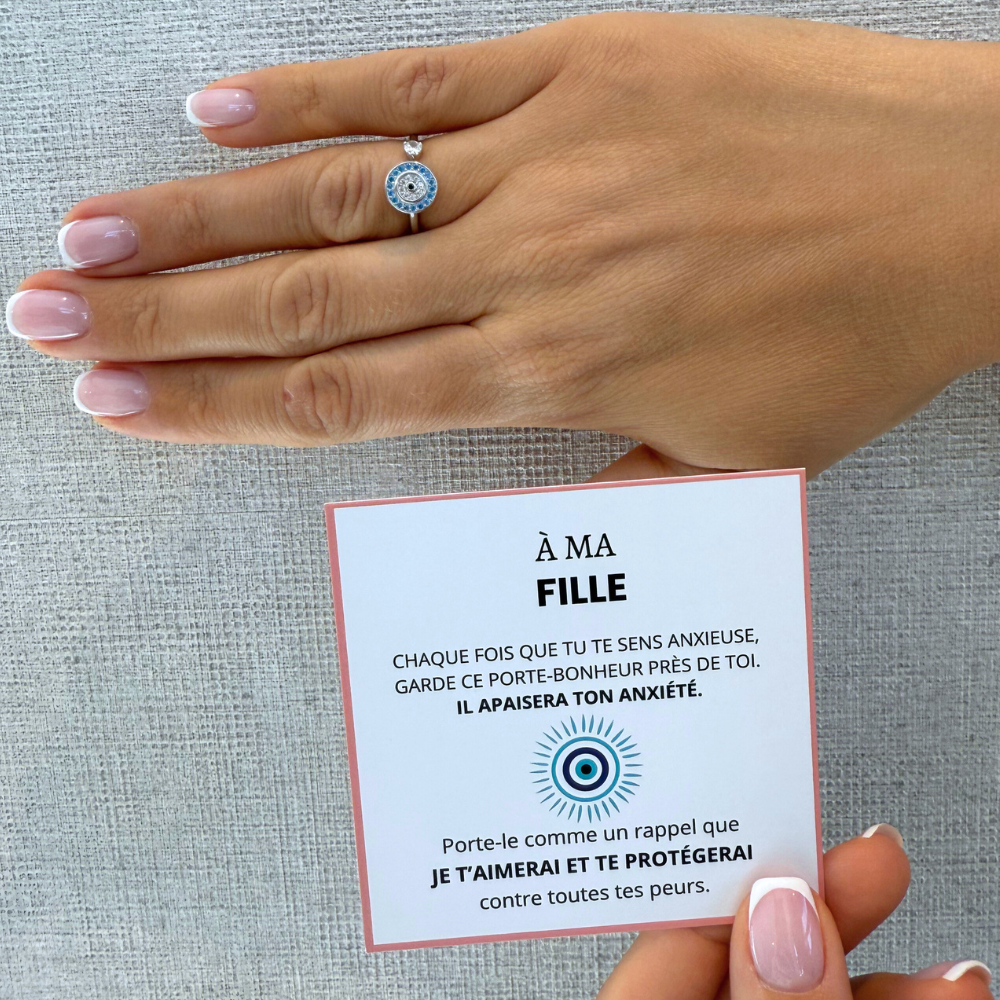 À Ma Fille - Bague Œil Porte-Bonheur I Anti-Stress Rotative I Ajustable