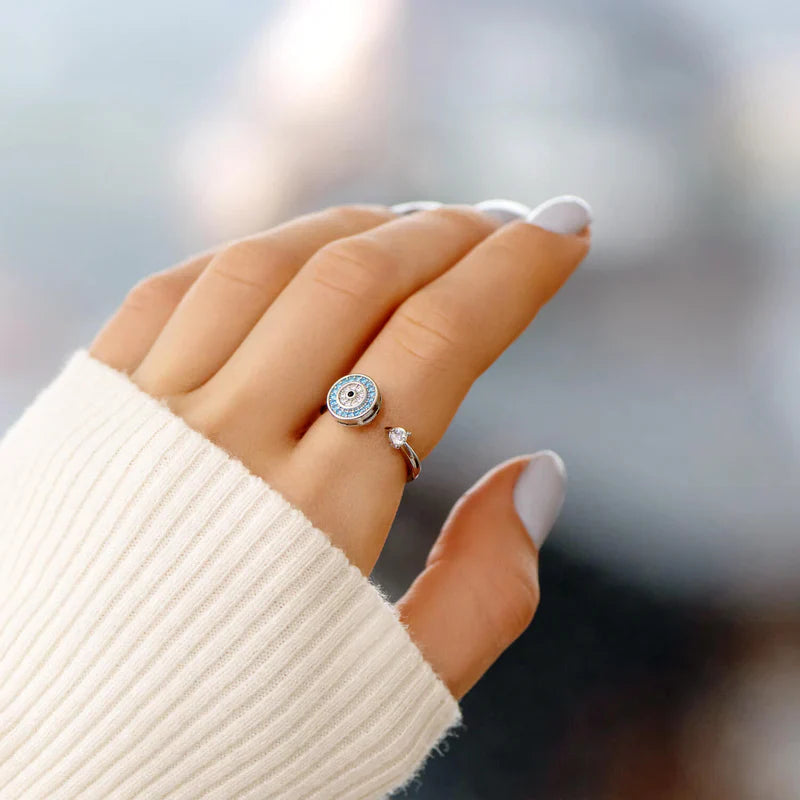 À Ma Fille - Bague Œil Porte-Bonheur I Anti-Stress Rotative I Ajustable